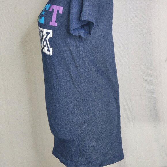 Victoria's Secret Navy Heather Sweet Pink Rainbow V Neck Short Sleeve Tee Size M - Picture 11 of 16